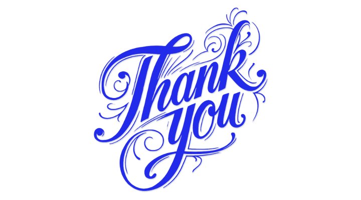 The words "Thank You" written in blue cursive writing.