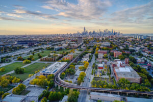 An aerial view of today’s Bronzeville
